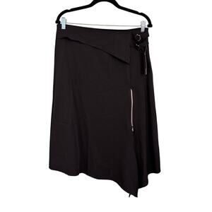 Natanel Skirt Womens S/M Black Asymmetric Hem A-Line Stretch Fashion France NWT